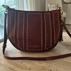 MICHAEL KORS Brooklyn Grommet Large Brown Leather/ Suede Hobo Shoulder Bag